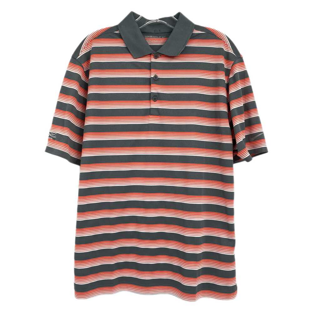Nike Orange Gray Striped Polo | Size M